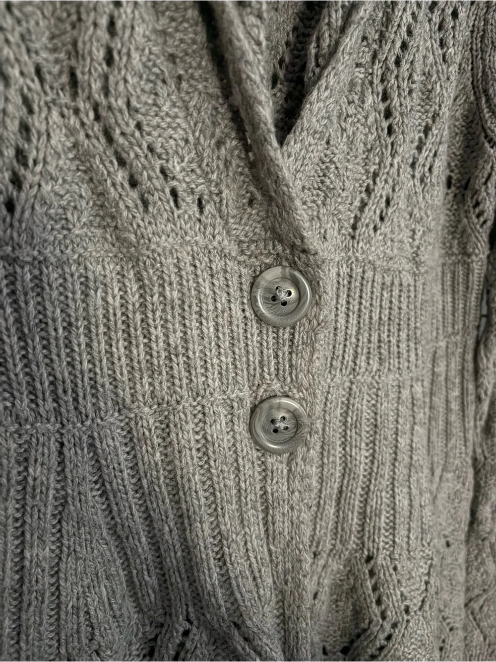 Apt. 9 Gray Open Knit Shawl Collar Long Cardigan Sweater XL Boho